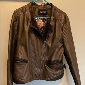 Guess Women's Olive Leather Jacket